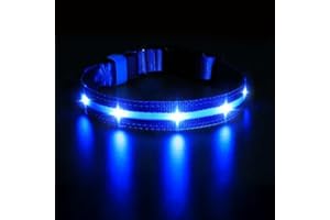 MASBRILL Collar Luminoso Perro, Collar Luz Perro Recargable y Impermeable, Ajustable Collars LED Iluminación para Pequeños Medianos Grandes