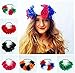 Malloom Large Rose Flower Forehead Hair Headband Hair Crown Summer Festival Garland (white+red+blue)