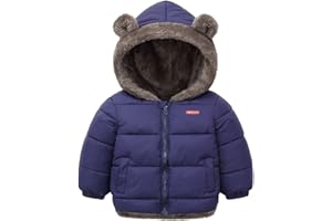 Naiyafly Kids Boys Girls Hooded Down Jacket Toddler Baby Bear Ear Thicken Warm Winter Coat Outerwear