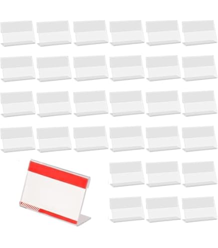 Naisfei 10 Pcs Clear Desk Name Plates,Clear Acrylic Sign Display Holder, Acrylic Sign Display Holder Price Name Card Label Slant Back Tag Stand, For