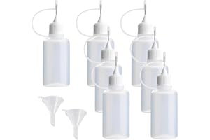 FSSTUD 12 Pcs Precision Tip Applicator Bottles Fine Tip Squeeze Bottles Needle Tip Glue Bottles Plastic Liquid Dropper Bottles Empty Acrylic Paint Bottles with White Lids and 2 Pcs Mini Funnels 15ml