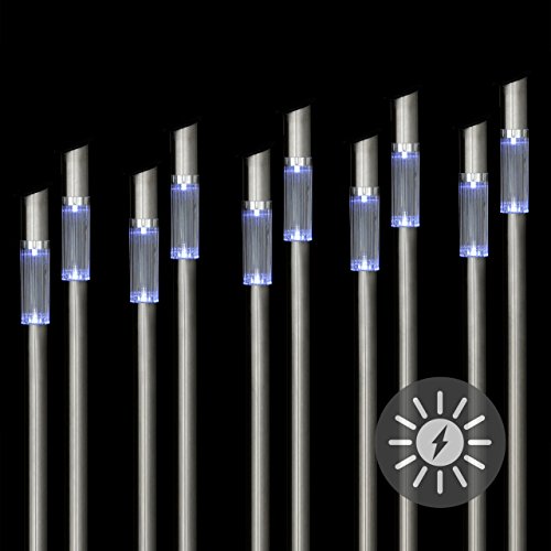 10er Set Erdspieß LED Solarleuchte Edelstahl "Colonna"