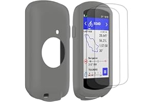 Buoluoioir Coque de Protection Silicone +2 Verre Trempé Compatible avec Garmin Edge 1050,Film de Protection écran Protecteur GPS Accessoire Compteur Vélo pour Garmin Edge 1050 (Gris)