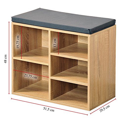 Kesper Schuhschrank mit Sitzkissen, Holzdekor, braun, 51.5 x 29.5 x 48 cm - 4