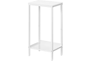 HOOBRO Stolik kawowy, stolik kawowy w stylu przemysłowym, z regulowaną półką z siatki, szafka nocna na lampę, do gabinetu biura korytarza salonu, biały EWW03DH01