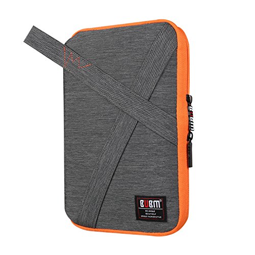 BUBM Organizer Tragetasche USB-Speicherstick Karte mit Großem Verstauen Bewahrungstasche für Elektronische Zubehöre Reise Organisasor Tasche mit Griff (Groß, Grau)