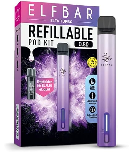 Elfbar Elfa Turbo Pod Kit, Pod Akkuträger 550 mAh, 0.8 Ω nachfüllbarer Pod  USB-C Schnellladung, MTL, 2 Leistungsmodi