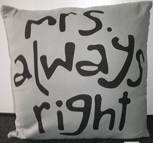 Dekokissen Kissen Zierkissen Sprüche 2 tlg. Set Schriftzug Mr. Right Mrs. Always Right grau 45 x 45 cm mit Reißverschluss - 3