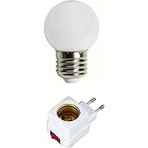 Anahtarlı Duy Fiş + Enerji Tasarruflu Renkli Led Gece Lambası Ampulu (Beyaz)