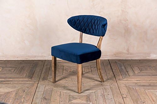 VELVET UPHOLSTERED DINING CHAIRS CURVED CAFE CHAIRS DIAMOND STITCH COMFORTABLE NAVY VELVET