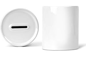 22FEELS Spardose Sublimationsrohling Keramik Weiss mit Subli-Beschichtung Sublimation Blanko Werbegeschenk Print On Demand (5er Set)