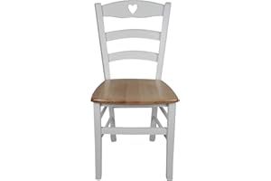 SEDAM SRL Sedia Cuore, in Legno Massello, Vari Colori e Sedute disponibili, Alta Qualità (Laccata Bianco, Massello Naturale)