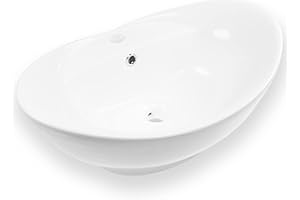 ‎ART-OF-BAAN Art-of-Baan® Premium Waschbecken - Hochglanz Aufsatzwaschbecken - Keramik-Becken für Waschtisch - Waschschale weiß - 590 x 390 x 220 mm