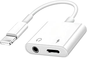 ENERGIEMAX iPhone Aux Adapter/iPhone Kopfhörer Adapter und Laden [MFi Zertifiziert] 2 in 1 Lightning auf Klinke 3.5mm Kopfhöre Adapter Aux Audio Ladegerät Splitter Konverter mit 14/12/11/XR/8/7 alle iOS Systeme