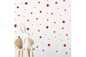 StickerDeen | Calcomanías de vinilo extraíbles, dibujadas a mano, diseño de lunares y lunares | Paquete de 152 unidades (rojo)