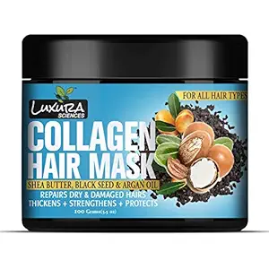 Luxura Sciences Collagen Hair Mask/After Shower Conditioner With Black Seed Oil, Argan Oil & Shea Butter 100G (Refreshing Peace)