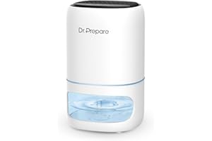 Dr.Prepare Deumidificatore Casa 1L Silenzioso Deumidificatore Portatile con Luce LED Timer 2/4/8H Spegnimento Automatico per Camera da Letto Bagno Armadio Camper