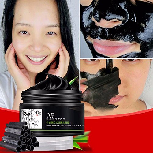 KOBWA Gesichtsmaske Schwarz, Black Head Maske, Bamboo Charcoal Mitesser Entfernen Maske, Mitesser Entferner Tiefenreinigung Peel Off Maske Bambuskohle Schlamm-Gesichtsmaske(100g) - 7