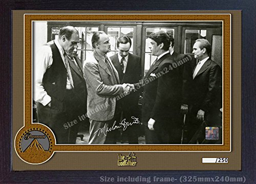 S&E DESING THE GODFATHER signed print MARLON BRANDO autograph Francis Ford Coppola Framed