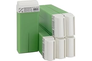 Epilwax 6 Cartuchos Roll-On de Cera Depilatoria Tibia Cera roll on de 100 ml de Cera profesional de Aléo Vera para Depilación con Bandas Depilatorias des las piernas, axilas, y el cuerpo