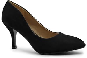FASHION THIRSTY Womens Ladies Low MID HIGH Kitten Heel Pumps Pointed Toe Work Court Shoes