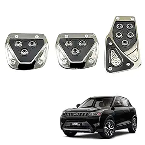 Allure Auto 3 Pcs Sports Anti-Skid Car Pedals (Manual Shift) kit Pad Covers Set (Black) for Mahindra XUV 300