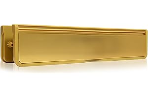 UAP Xfort MailPlate Luxe,Buzón de latón satinado de 12 pulgadas, buzón telescópico con funda para puertas de madera, compuestas y uPVC con grosor de puerta de 40-80 mm.