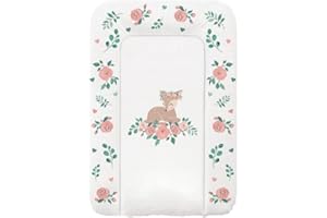 Albero Mio Animals & Love Lion Matelas à langer lavable et sans substances nocives (Rose), Blanc.