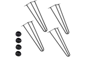 BAKAJI Set 4 Gambe da Tavolo Altezza 40 cm in Metallo Piedi per Tavolino Divano Sedie Panche e Mobili con Piedini Antiscivolo Design Moderno Industriale Colore Grigio Kit Montaggio Incluso