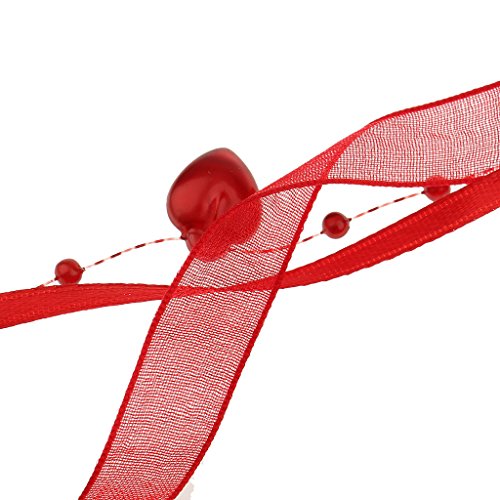 Gazechimp 5 Meter Herz Perlen Spitze Zierte Näh Mesh Spitzenband Geschenkband Dekoband Für Handwerk 10mm – Rot, one size - 3