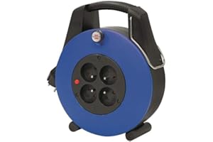 Brennenstuhl Enrouleur de câble domestique Confort-Line 20m, Fabrication Française 1102931 Noir/Bleu