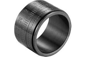 Epinki 14MM Acero Inoxidable Anillo Hombre, Anillo Giratorio de Números Anchos Plata Anillo Antiestres