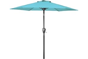 Simple Deluxe 7.5' Patio Umbrella Outdoor Table Market Yard Umbrella with Push Button Tilt/Crank, 6 Sturdy Ribs for Garden, Deck, Backyard, Pool, Turquoise