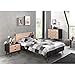 Produktbild Lomadox Jugendzimmer Set massiv schwarz, Birke massiv lackiert, 120x200 cm Jugendbett mit Nachttisch und Schubkasten-Kommode