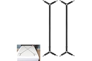 penmol 2Pcs Adjustable Bed Sheet Clips,Triangular Design Bed Sheet Straps,Strong Elasticity Sheet Clips for Bedding,Nickel Plated Sheet Clips,Keep Your Sheets Flat and Wrinkle Free(Black)