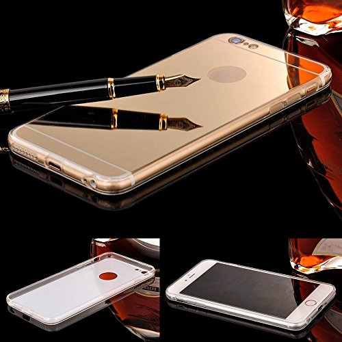 Donkeyphone 599371031 - funda gel con efecto espejo dorada carcasa silicona transparente para iphone 6 plus y 6s plus  5 5   
