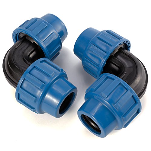 Preisvergleich Produktbild 2st PE Rohr DVGW PP Klemmverbinder Fitting Verschraubung Trinkwasser Winkel 25mm