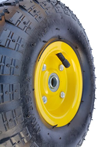 2 x Frosal Luftrad Bollerwagen Ø 260 mm 4.10/3.50-4 | Ersatzrad Reifen Sackkarre | Achse 16 mm | Rad mit Kugellager | Stahlfelge Gelb - 3