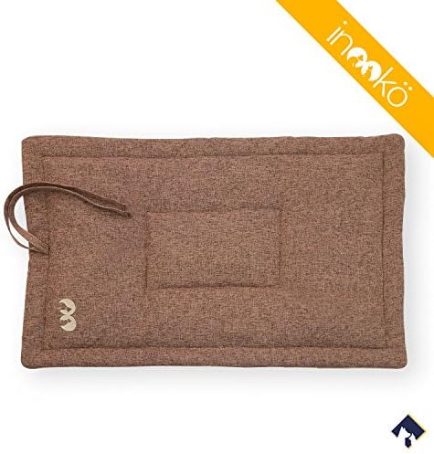 inooko - Blanket for dog and cat, reversible design, Soft, Comfy &amp; Warm, 90 x 60 cm, in Cotton/linen &amp; Polar fleece – Brown marl