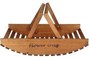 Home Deco London Garden Trug Gardening Flower Basket for Plants Veg Foraging Basket - Garden Trug Basket Vegetable Trugs (Wooden Flower Trug)