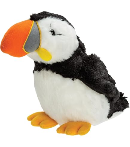 Wild Republic Plüschvogel Papageientaucher – Mit Echtem Vogelgesang, 13 Cm, Schwarz-weiß, Kuschelweich