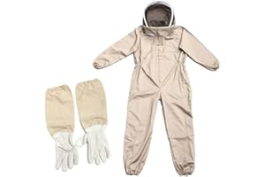 POMUROM Tuta da Apicoltore, Abbigliamento Apicoltura Professionale con Cappello Velo e Guanti, Traspirante Tuta Protettiva per Apicoltura Completa per Corpo Tuta, Postura per Apicoltori, Tuta da Ape