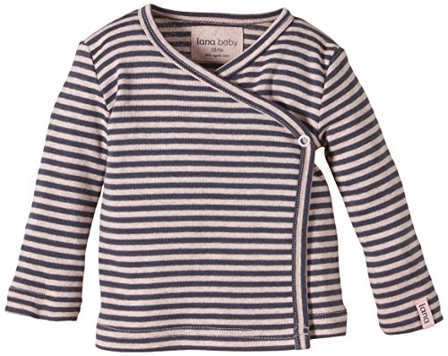 LANA natural wear Baby Girls Wickelshirt Finn Striped V-Neck Long Sleeve Long Sleeve Top, Multicoloured (Rose Water/ Ombre Blue 1230), One Size (Manufacturer size: 74/80)