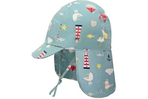 Gifts Treat Sombrero de Sol para bebé niño 100% algodón,Sombreros de Playa para bebé con protección para el Cuello,Esenciales de Playa de Verano para bebés niños