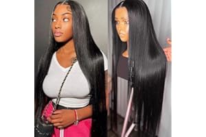 QAVA 26 Inch Straight Human Hair Wig For Black Women,180 Density 13X6 HD Lace Front Wigs Human Hair Pre Plucked With Baby Hair,Brazilian Real Virgin Human Hair Lace Frontal Wig Natural Color Can Be Dyed