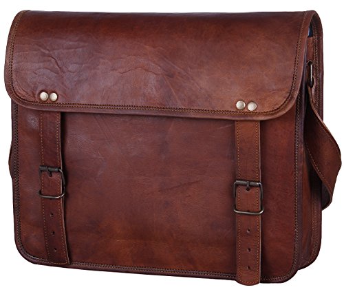 Rustic Town 13" Genuine Leather Handmade Crossbody Messenger Satchel Laptop Bag - Perfect for 14 inch and Smaller Laptops (Brown) - Image 4