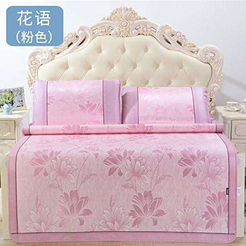 LLZBSX Ice Silk Mat/Cool Mattress/Ice Wire/Mat/Three Piece-Suit(1 Pad+2 Pillowcase)/1.5M/Foldable/Air Conditioner/Mat/1.8M/Single Double/Bed/Summer/Mat, E2 Blue Color, 1.5M (5Ft) Bed