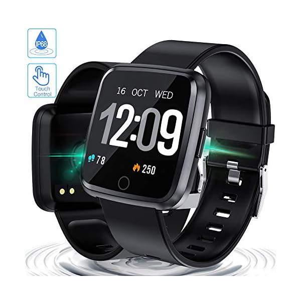 Zagzog Smartwatch Wasserdicht IP67 Bluetooth Smartwatch Pulsuhr Fitness Tracker Sportuhr mit Kamera Romte Schlafmonitor Kalorienzähler erfassen SMS Whatsapp Note Kompatibel für IOS Android