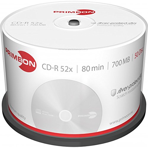 Primeon 2761102 CD-R Rohlinge (80 Min, 700MB, 52x Cakebox, 50-er Spindel) - 2