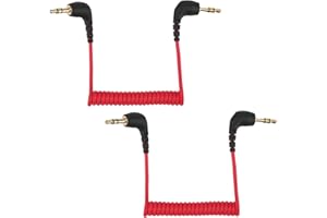 BTFO 2szt 3,5mm Kabel Mikrofonowy, Kabel Audio do Kamery 3,5mm Podwójny Kabel Krosowy TRS Przewód Audio do Mikrofonu Kompatybilny z DJI Mic 2 i Rode Microphone Wireless Pro (Czerwony)